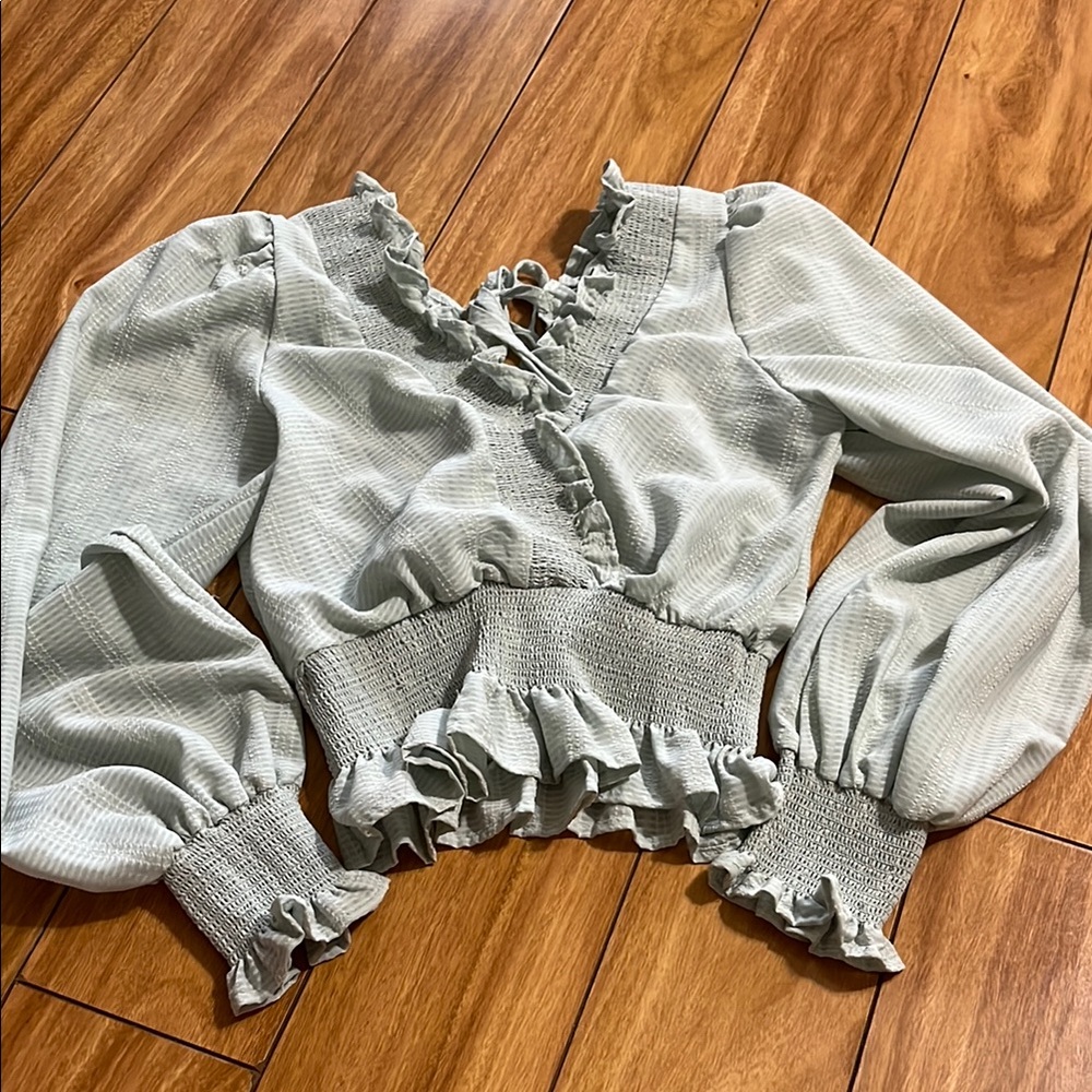 Elegant Ruffled Green Blouse